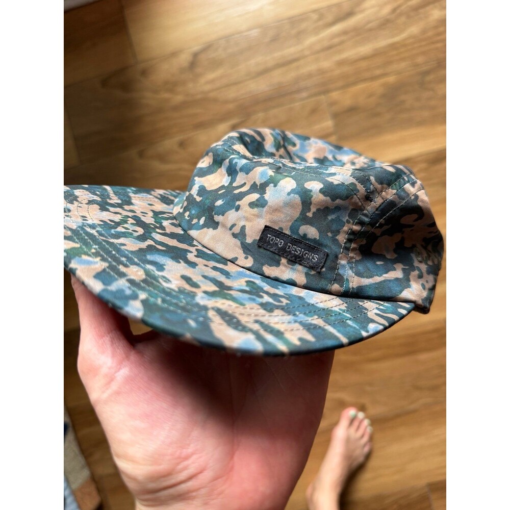 Topo Designs Nylon Camp Hat Abstract Camo 5 Panel Adjustable Cap
